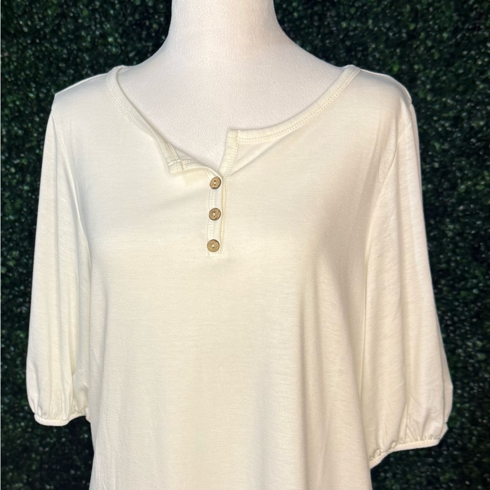 Puff Sleeve Polo Blouse